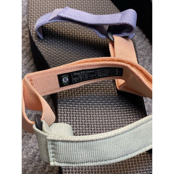 Teva Women Size 10 Flatform Universal Sandals Black Multi Pastel Color Block NEW - Picture 9 of 12